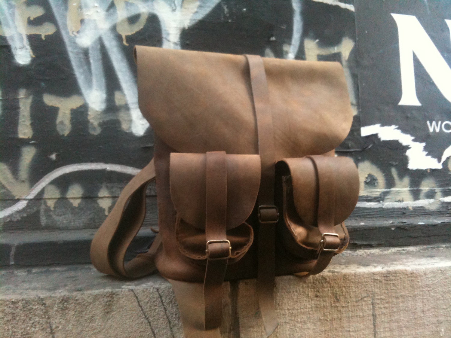 Backpack bucket bag leather bucket backpack by LUSCIOUSLEATHERNYC
