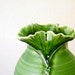 3 Ginkgo Leaf Celadon Green Art Pottery Vase Handmade
