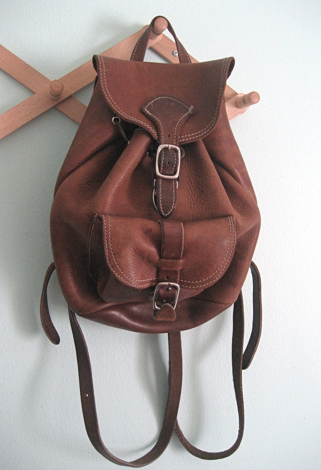 Sassy Vintage Brown Leather Backpack by Eyehearts on Etsy