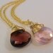 SALE- Dark amethyst Quartz Briolette and Pink Quartz Briolette Necklaces