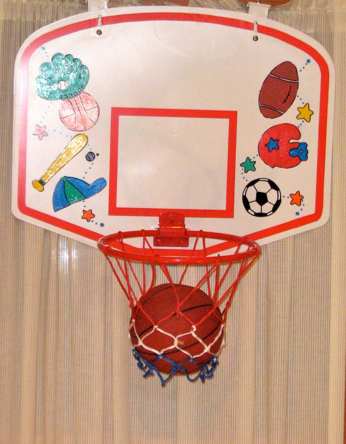 Personalized Over the Door Basketball Hoop with Ball New