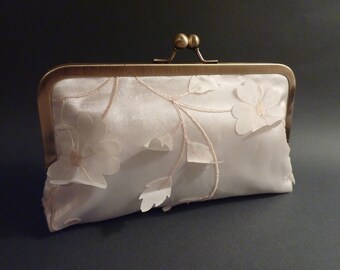 Bridal Clutch Ivory Organza Flower