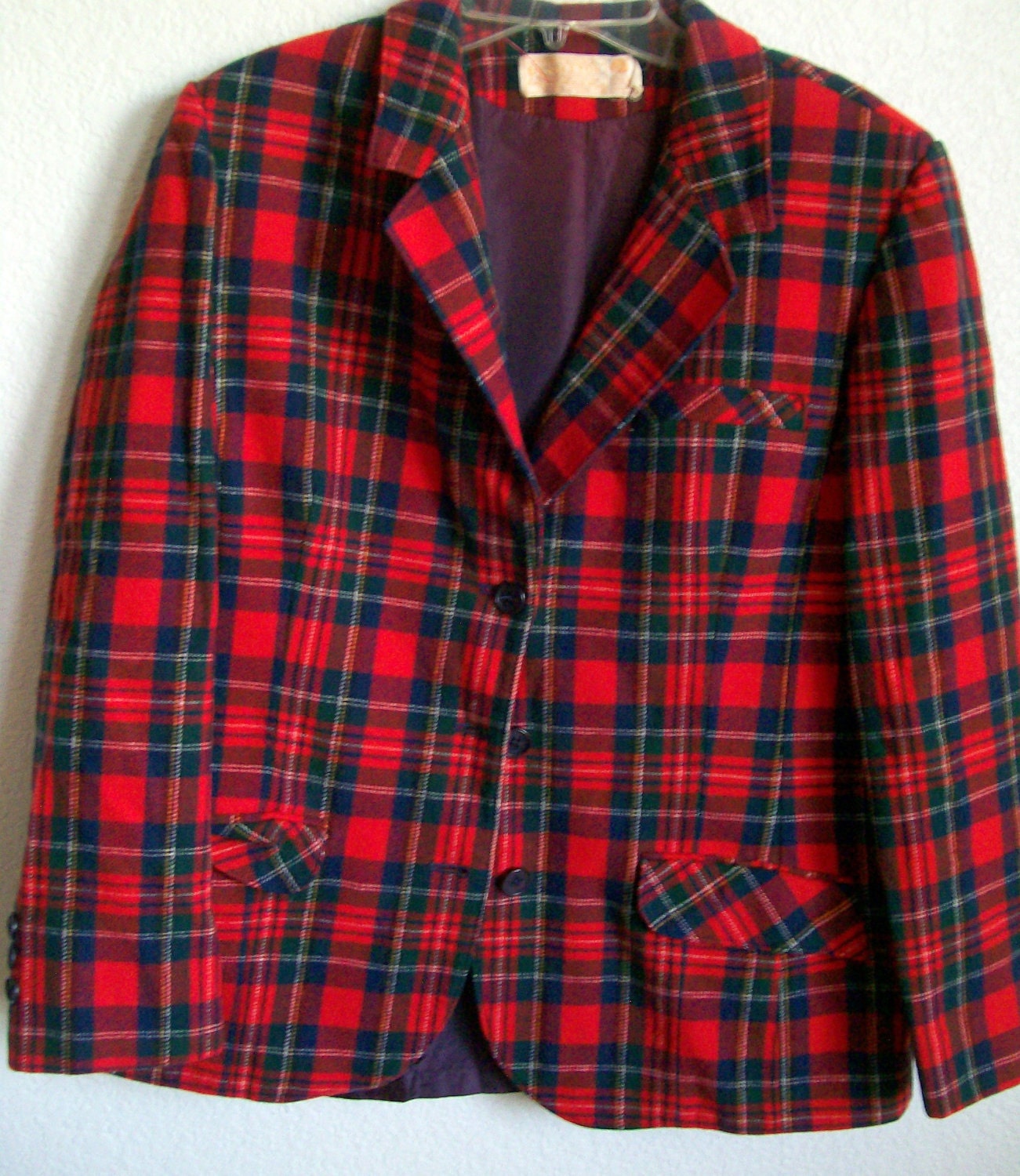 Vintage Pendleton Red Plaid Blazer Jacket size 18 by luvredford
