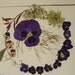 Blank Card Wreath of Real Pressed Flowers Pansy and Queen Ann's Lace - Dried Flowers - Greeting Card