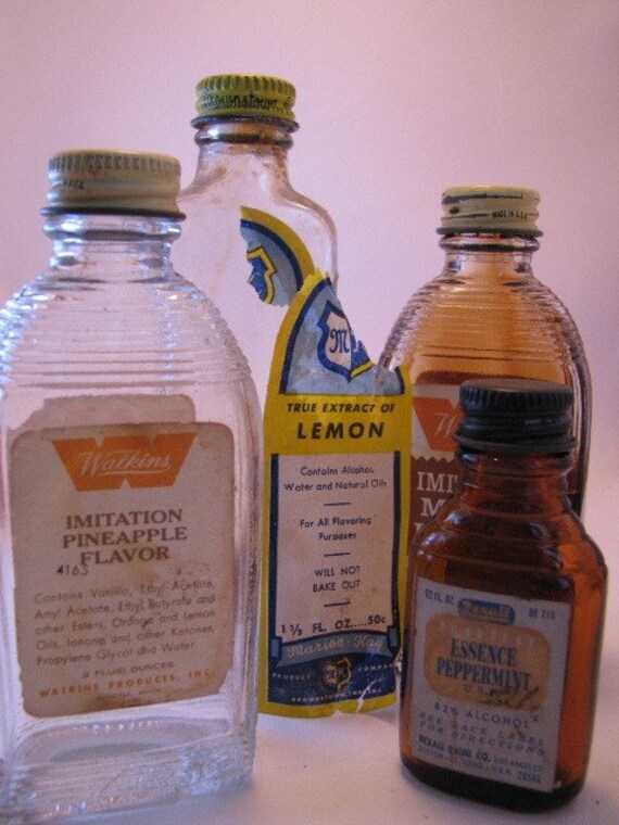 Vintage Watkins Extract Bottles by VintEssentials on Etsy