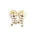Milk Glass Rhinestone Drop Post Earrings with Small Gold Plated Filigree Flower Settings - Prong Set White Stones - Tiny or Small Earrings