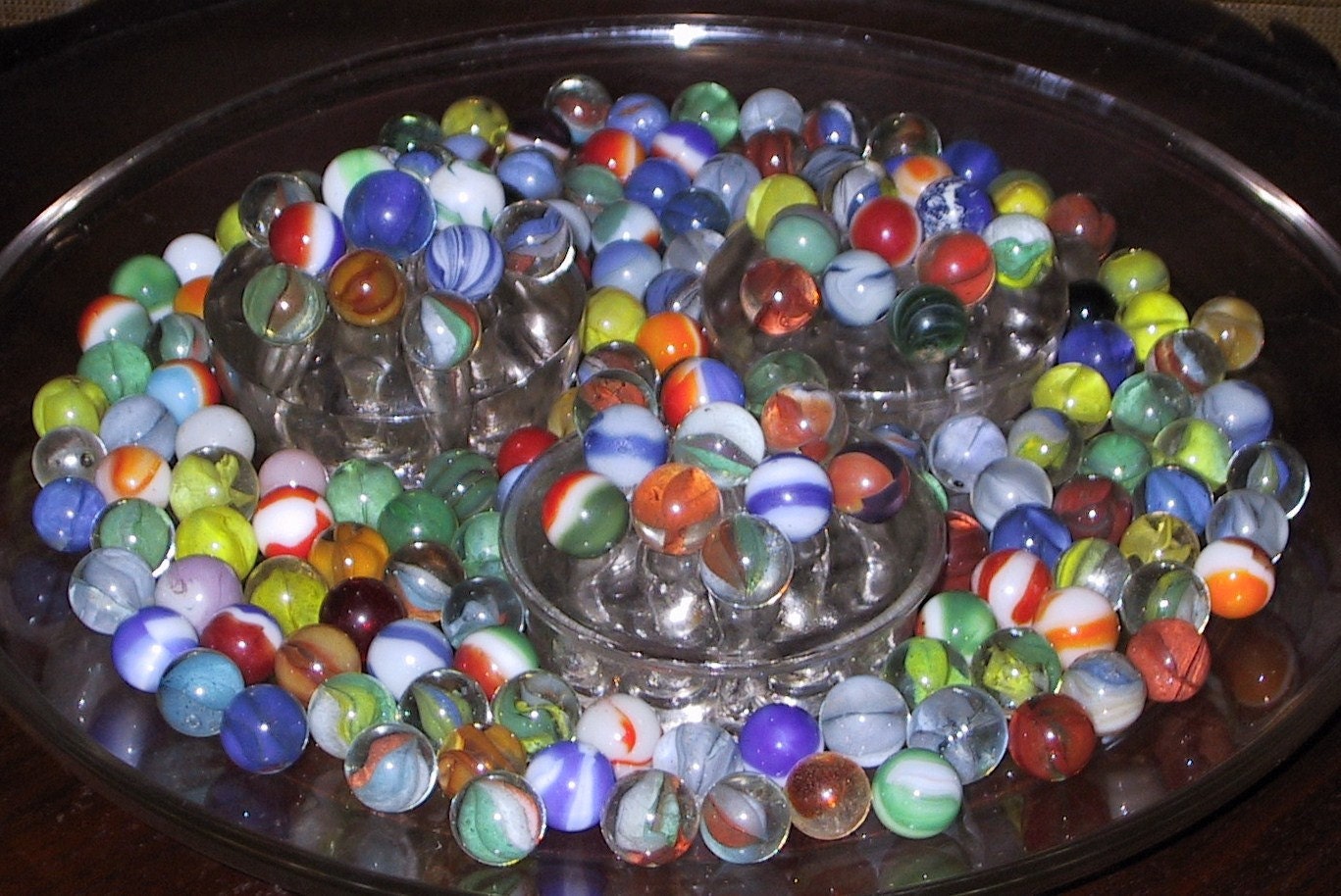 170 Vintage 1950s marbles w/3 flower frog by BlueRidgeVintage49
