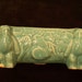 Vintage turquoise planter, 2 elves carrying a log