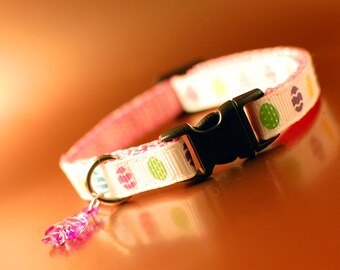 Safety Cat Collar - Easter Eggs with Fish Charm