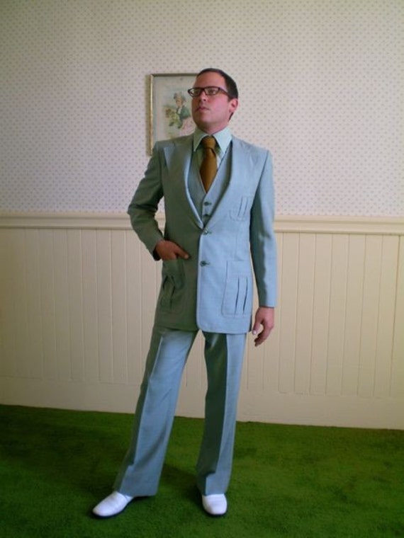 LATE 1960S JOHNNY CARSON SPEARMINT LEISURE SUIT 40reg