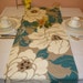 Teal Table Runner Funky Floral Petrol Blue Taupe Cream Over 6ft (2mts long-78")