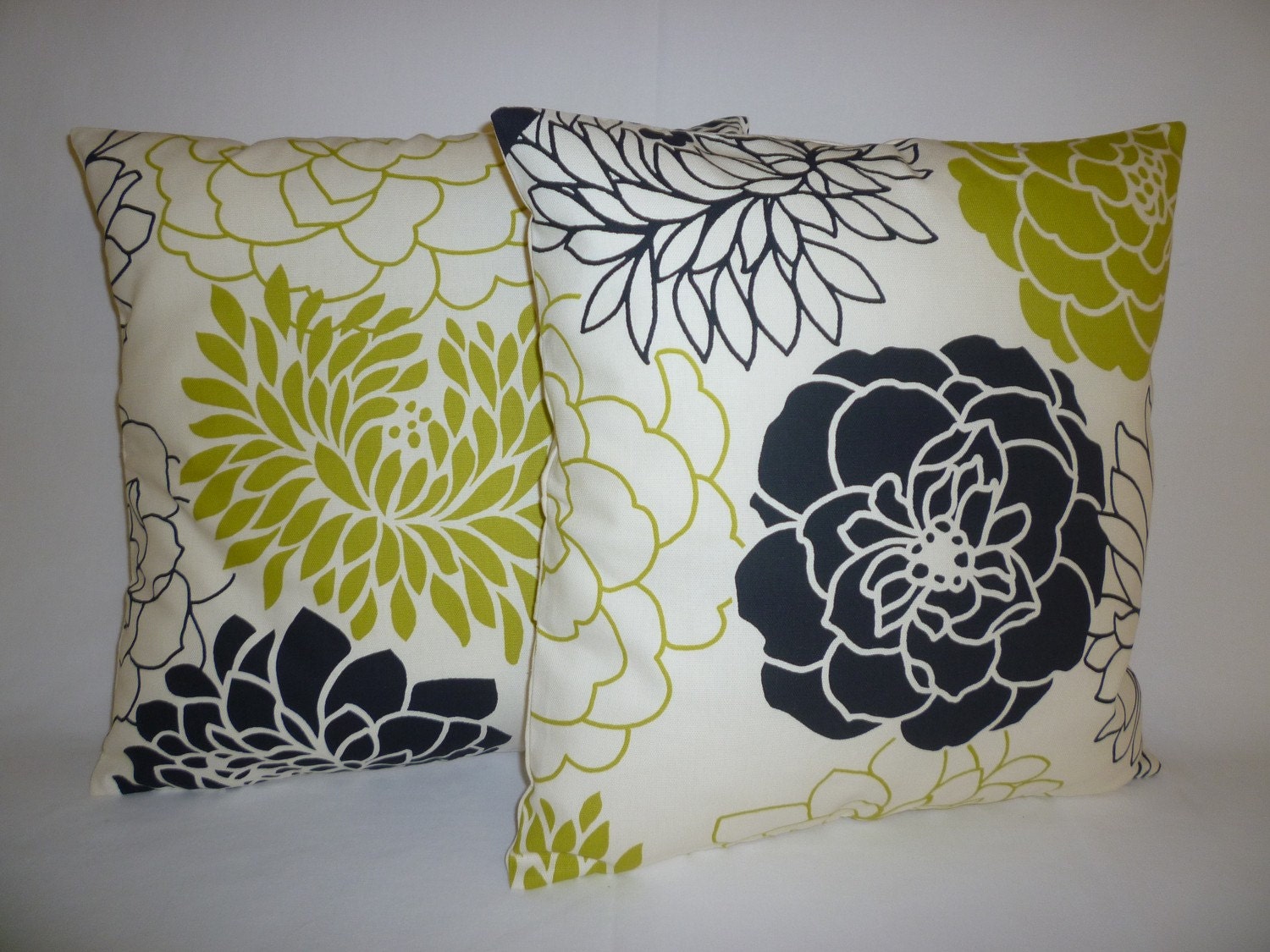 Cushion Covers Lime Green Black White Funky Retro Pillowcases