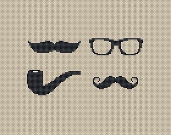 INSTANT DOWNLOAD,Free shipping,Cross stitch pattern, Cross-StitchPDF, pattern design ,Happy father's day ,glasses,beards,pipe,zxxc0223