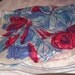Vintage Huge Square Silk Scarf Pretty Flowers Pink Blue White