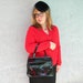 Mid Century Purse - Huge Chunky Vintage 60s Black Patent VINYL Mad Men Handbag w/ front snap pocket - Pan Am Princess