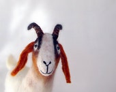 Grethe - Felt Goat. Felt toy, Boer Goat, Art Marionette, Puppet, Stuffed Animals, Felted Toy. white brown reddish orange. MADE TO ORDER. Grethe - Felt Goat. Felt toy, Boer Goat, Art Marionette, Puppet, Stuffed Animals, Felted Toy. white brown reddish orange. MADE TO ORDER.