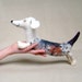 Natasha - Felt Dachshund, Art Puppet, Lovely White Dog, Marionette, Felted, Cute StuffedToy. neutral beige cream brown. MADE TO ORDER