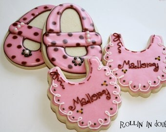 Baby Shower Cookies - Bibs and Baby Shoes - 1 Dozen