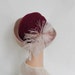 Vintage 1960s fedora, maroon and pink with Ostrich feather, Juli Kay Chicago