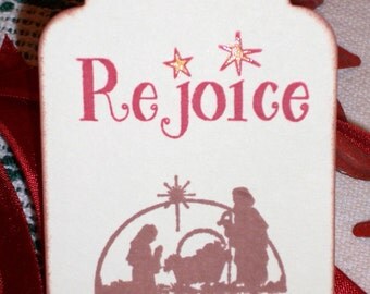 Christmas Gift Tags-Nativity Scene-Rejoice - Set of Six