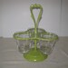 vintage Avocado Green Three Piece Condiment Server
