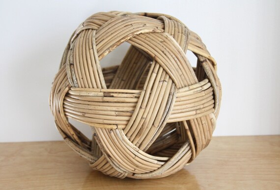 Large Vintage Woven Wicker Ball