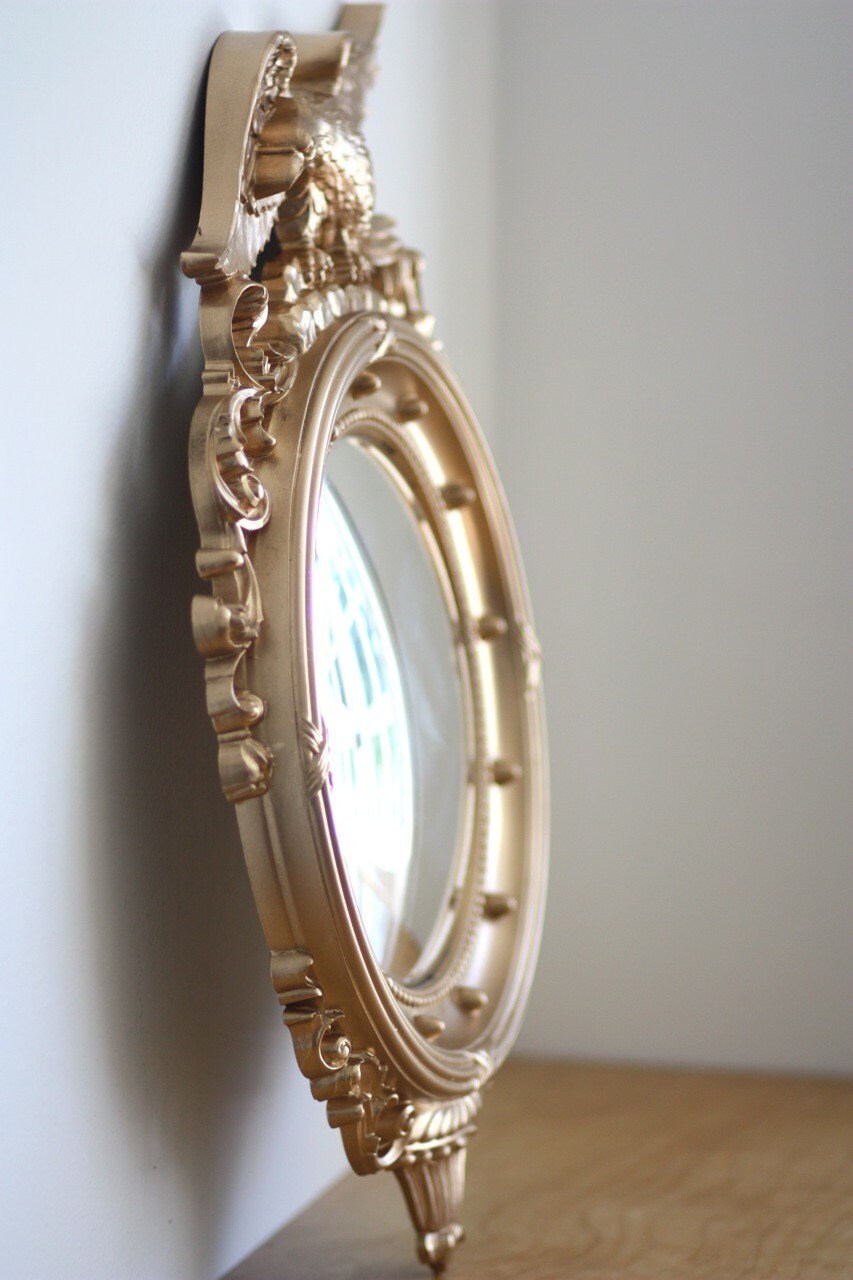 Vintage Gold Eagle Convex Wall Mirror by Syroco