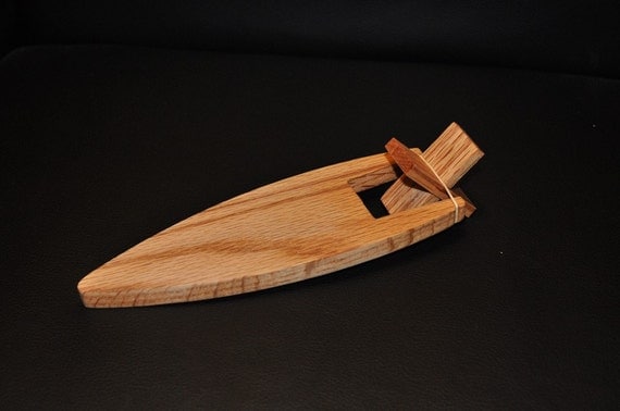 Items similar to Rubber Band Powered Toy Paddle Speed Boat - Oak - See ...