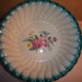 SALE---Vintage Homer Laughlin Serving Bowl, Floral Center with Teal Rim