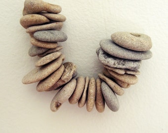 Diy Supplies - Holy Rocks - Natural Drilled Beach Rocks - Genuine beach rocks - 25 rocks / stones from the Mediterranean sea -MedBeachStones