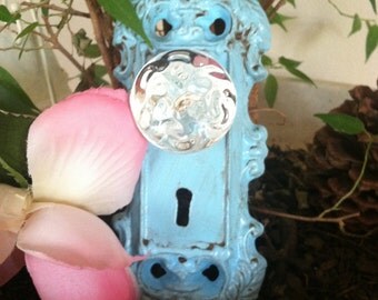 Wall Hook, Wall Hanger, Shabby Chic Aqua Antiqued Hook