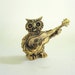 Guitar Musician Owl - Rock and Roll Owl Figurine - Brass Owl Statue