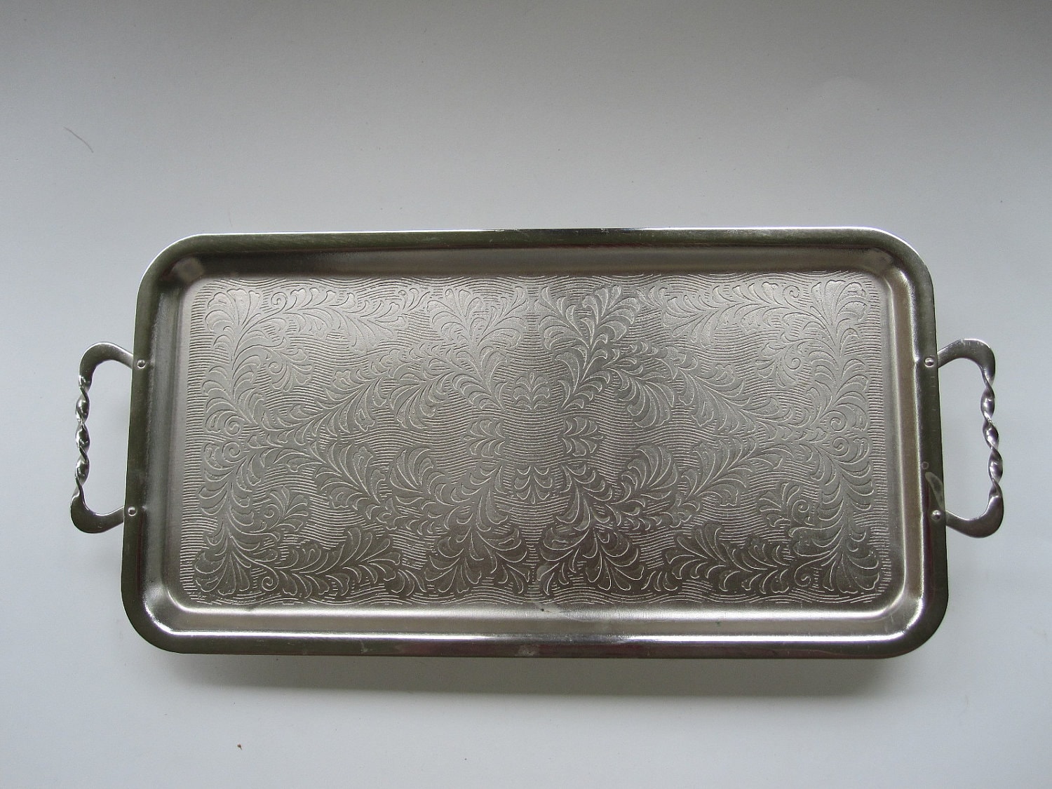 Vintage Pewter Serving Tray with handles
