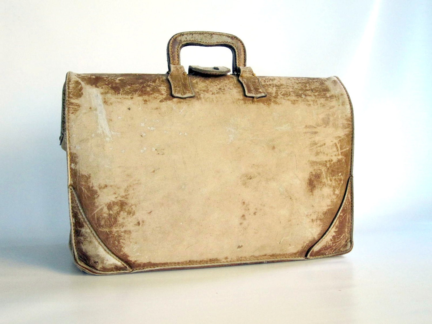 Leather Satchel Lawyer Doctor Bag Suitcase Shabby Chic