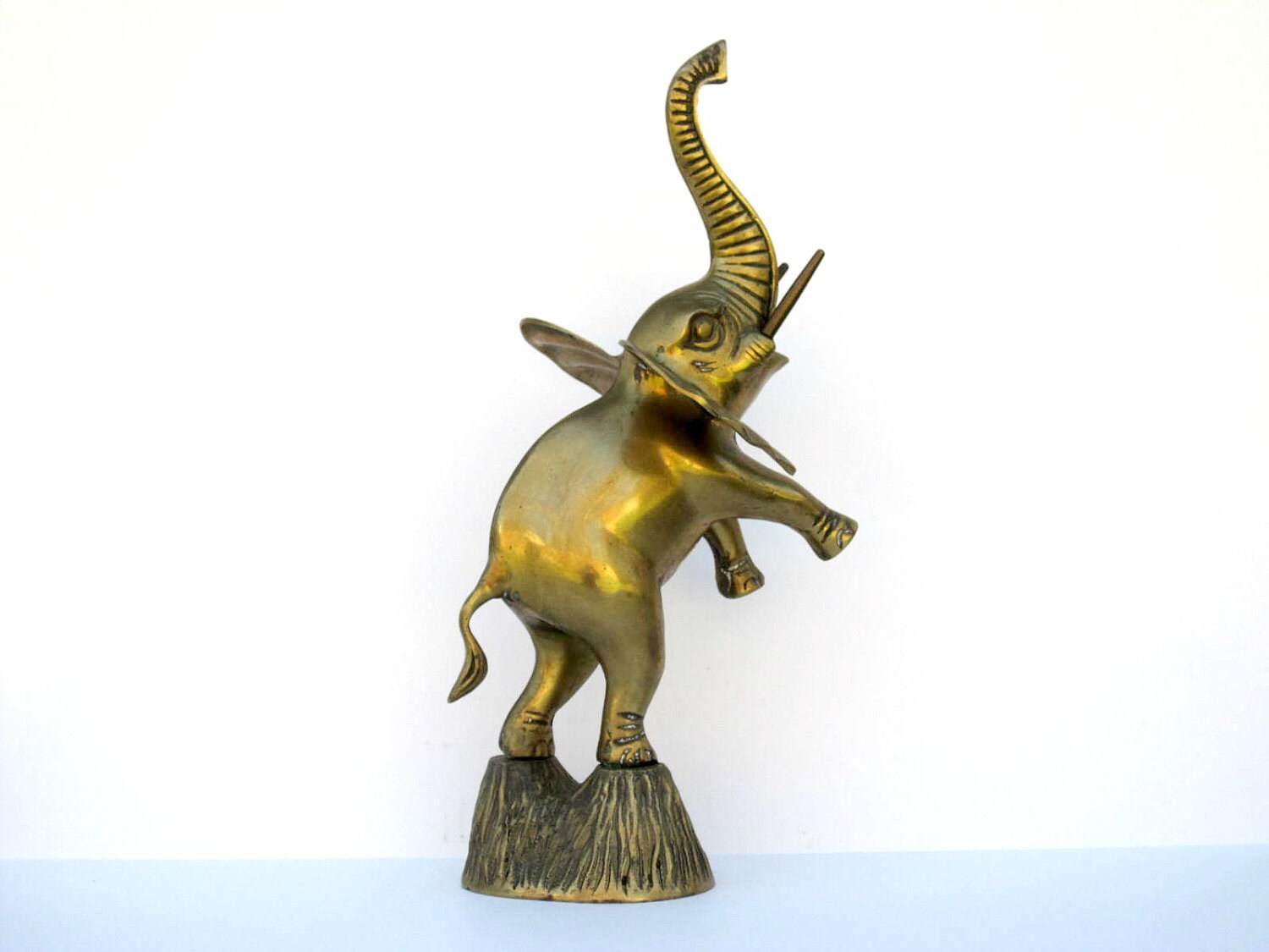 Brass Elephant Figurine Tall Circus Elephant Sculpture