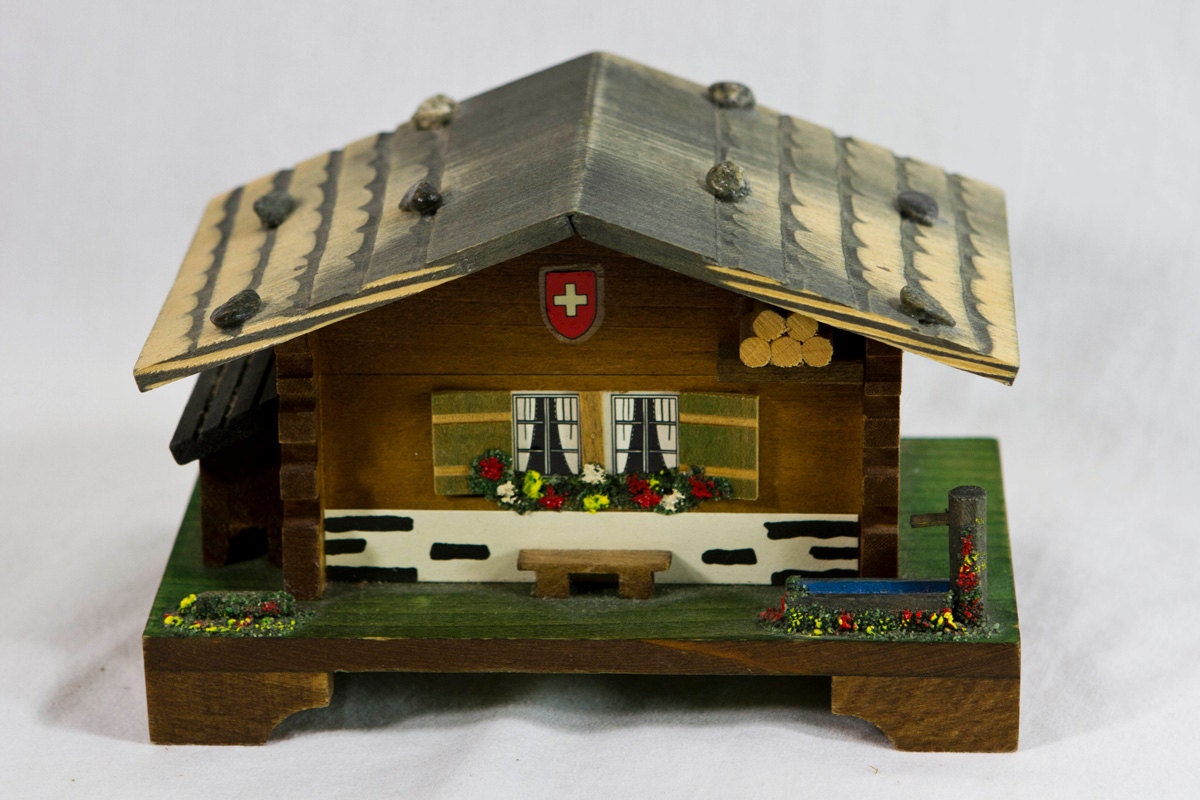 Vintage Swiss Challet Music Box Plays Edelweiss