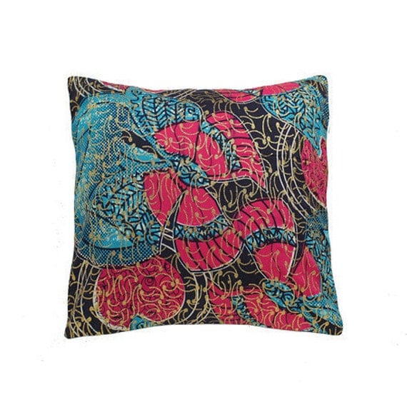African Wax Print Pillow Cover Millicent Natural by amaniathome
