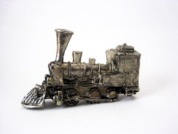 Vintage Metal Train Figurine Small Pewter Train Figurine