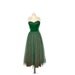 VINTAGE 1950's Rich Green Velvet and Tulle Party / Prom Dress with a Shelf Bust, Sz Sm