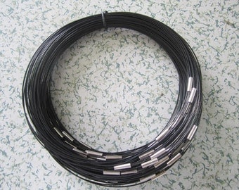 MAGNET clasps--10pcs 18 inch black 1mm thickness stainless steel round choker necklace wires