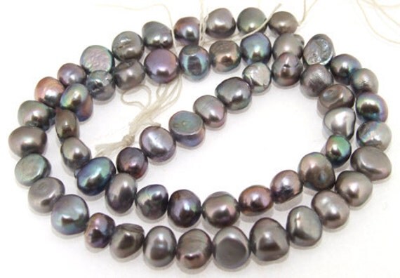 Freshwater Flat Black Cultured Pearl Beads Gemstone by backgard