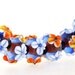 Hole 3mm 6Beads Blue Lampwork bead white four petals Flowers Handmade jewelry designs European Style