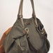 Stonewashed Italian canvas shopping bag - Julia in military green.From iyiamihandbags MADE TO ORDER