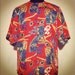 Vintage 80s Pierre Cardin Red Blouse w/ Chain and Floral Print S M
