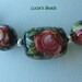 NEW LOVELY Set of Japanese Tensha Beads Red Rose on Black and 25 4MM Swarovski Crystals in Jet
