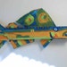 Whimsical Fish Art - Painted Yellow, Green, Blue Colorful Recycled Wood Ready to Hang Funky Fish Creation