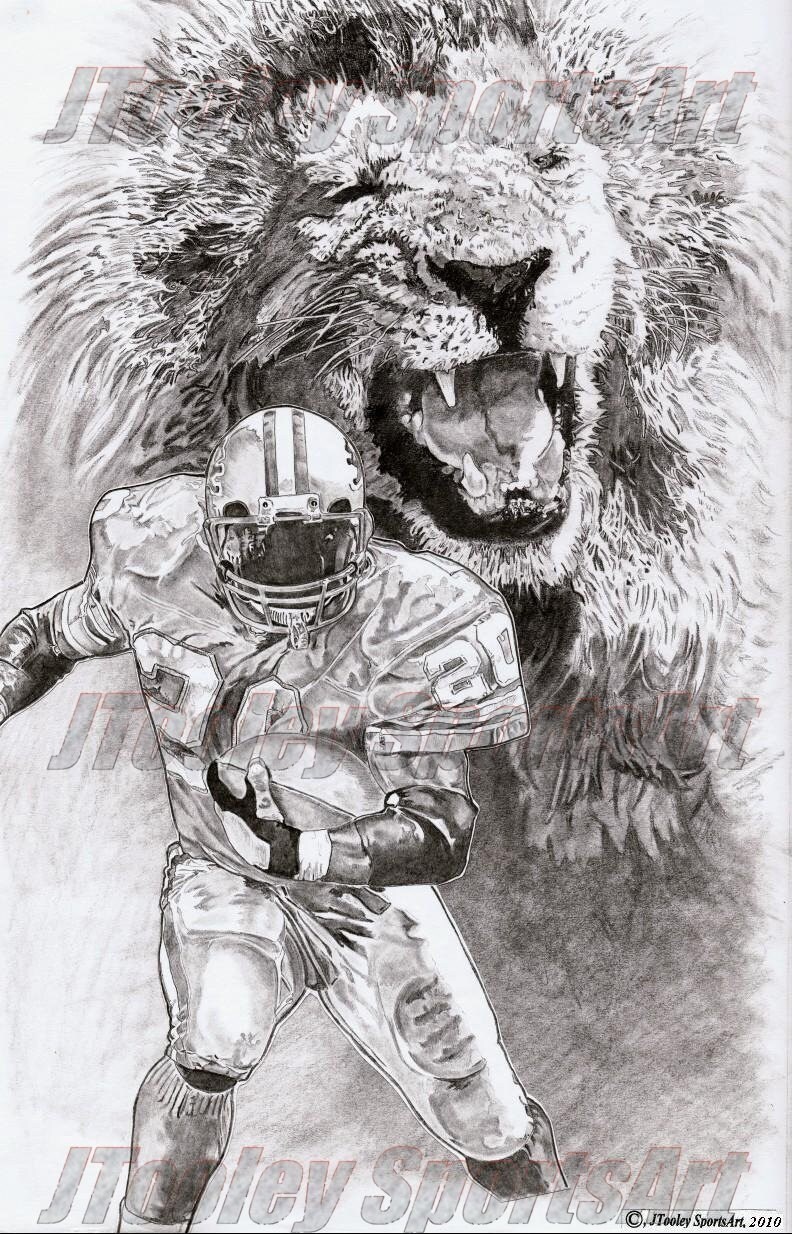 detroit lions barry sanders poster art