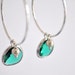 Silver and emerald glass earring hoops