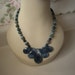 Reserved for Gail Natural Stone Green Moss Plume Agate Pendant Beaded Necklace and Earrings, 18 inches long