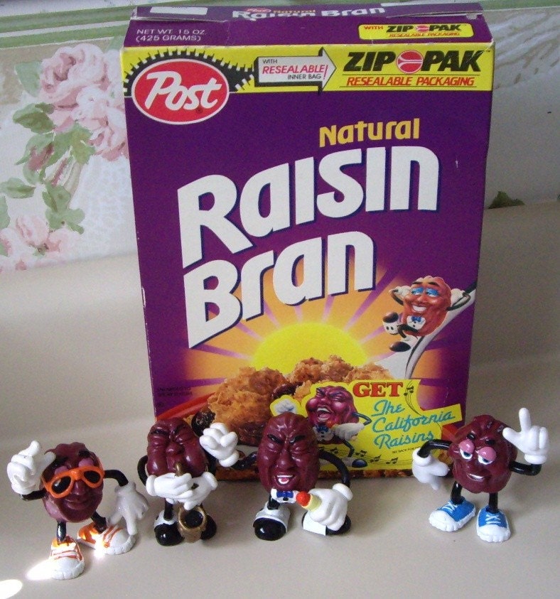 Vintage Post Raisin Bran Cereal Box with Four Original